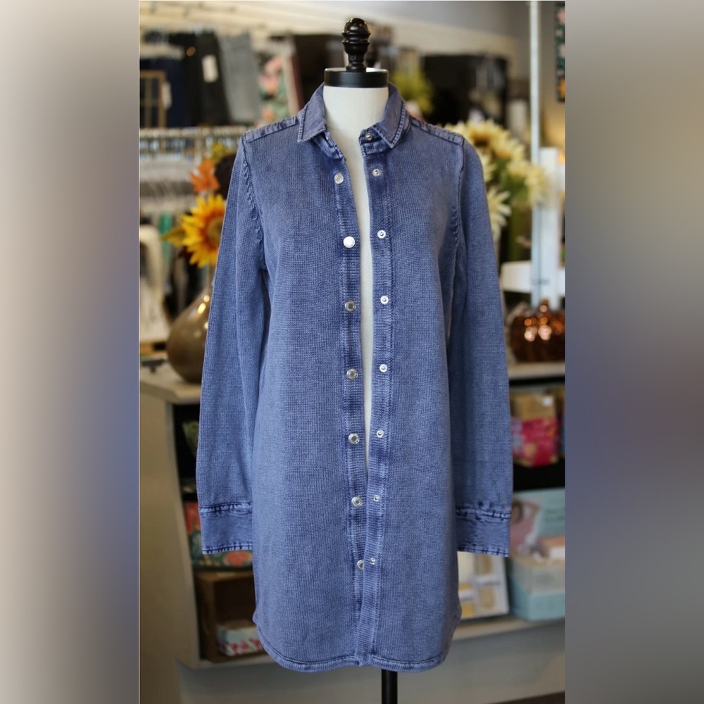 PBJ Blues Button-Up Denim Cardigan Sweater